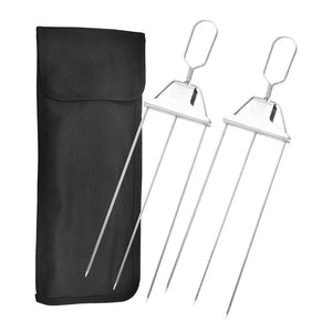 3 - Prong Skewer Stick Needles Kebab 3 Way Forks Stainless Steel Barbecue Grill Fork Household BBQ Non - stick - Zambeel