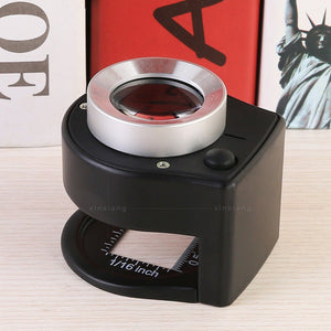 30 Times Full Metal Textile Fabric Printing Grid Pigeon Eye Cloth Mirror With 6LED Money Detector Light A Scale Magnifying Glass - Zambeel