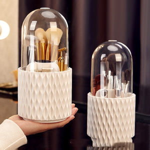 360 Rotating Large Capacity Transparent Makeup Brush Storage Pen Holder Acrylic Dust With Lid Desktop Cosmetic Storage Box - Zambeel