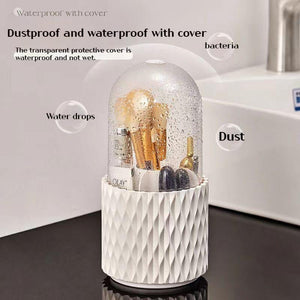 360 Rotating Large Capacity Transparent Makeup Brush Storage Pen Holder Acrylic Dust With Lid Desktop Cosmetic Storage Box - Zambeel