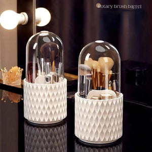 360 Rotating Large Capacity Transparent Makeup Brush Storage Pen Holder Acrylic Dust With Lid Desktop Cosmetic Storage Box - Zambeel