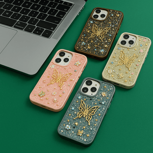 3D Butterfly Glitter Rhinestone Soft Silicone iPhone Case - Zambeel