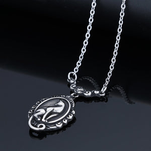 3D Cat Wreath Pendant Necklace In Titanium Steel - Zambeel