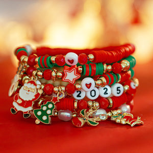 Christmas Candy Polymer Clay CCB Bracelet Suit