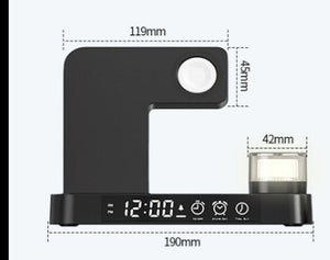 4 In 1 Multifunction Wireless Charger Station With Alarm Clock Display Foldable Wireless Charger Stand With RGB Night Light - Zambeel