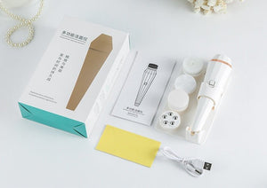 4 In 1 USB Rechargeable Electric Facial Cleansing Brush Soft Skin Care Portable Massager Face Brush Deep Cleaning Device - Zambeel