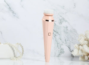 4 In 1 USB Rechargeable Electric Facial Cleansing Brush Soft Skin Care Portable Massager Face Brush Deep Cleaning Device - Zambeel