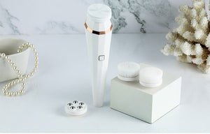 4 In 1 USB Rechargeable Electric Facial Cleansing Brush Soft Skin Care Portable Massager Face Brush Deep Cleaning Device - Zambeel