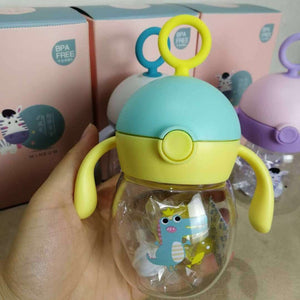 499 Spring and Summer Tritan Material Infant High - End Cup Antenna Baby Straw Cup Learn To Drink Cup Anti - Fall - Zambeel
