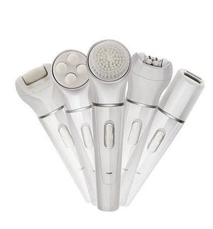 5 in 1 Multi - Functional Portable Face and body Skin Care Electric Massager Scrubber with Facial Latex Brush - Zambeel