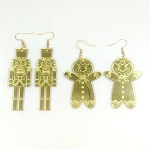 Christmas Soldier Gingerbread Man Earrings Simple