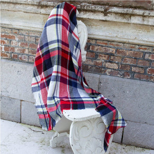 59 X 59in Red Black Women Fall Winter Scarf Plaid Tassel Soft Warm Blanket Scarves Womens Shawl Wraps - Zambeel