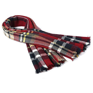 59 X 59in Red Black Women Fall Winter Scarf Plaid Tassel Soft Warm Blanket Scarves Womens Shawl Wraps - Zambeel