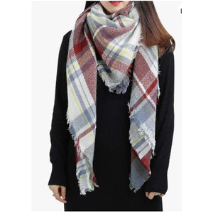 59 X 59in Women Scarf Plaid Tassel Soft Warm Blanket Scarves Womens Shawl Wraps - Zambeel