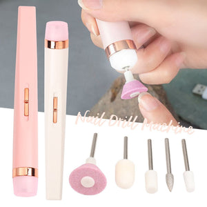 5in1 Manicure Machine Set Electric Nail Drill Polisher Cordless USB Rechargeable With LED Cutters Mill For Manicure Pedicure Accessor - Zambeel