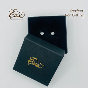 6 Mm Cubic Zirconia Round Gold Stud | Stainless Steel | 18K Gold Plated - Zambeel