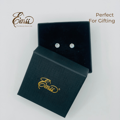 6 Mm Cubic Zirconia Round Gold Stud | Stainless Steel | 18K Gold Plated - Zambeel