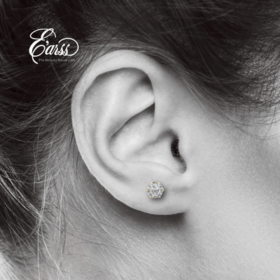 6 Mm Cubic Zirconia Round Gold Stud | Stainless Steel | 18K Gold Plated - Zambeel