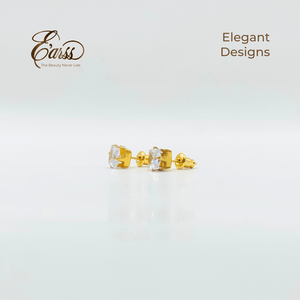 6 mm Cubic Zirconia Square | Stainless Steel | 18K Gold Plated - Zambeel