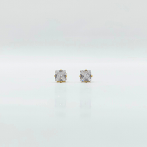 6 mm Cubic Zirconia Square | Stainless Steel | 18K Gold Plated - Zambeel