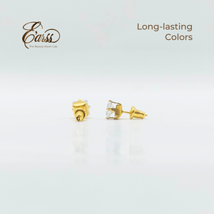 6 mm Cubic Zirconia Square | Stainless Steel | 18K Gold Plated - Zambeel