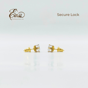 6 mm Cubic Zirconia Square | Stainless Steel | 18K Gold Plated - Zambeel
