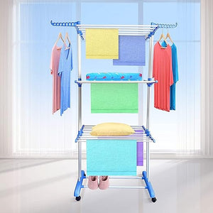 6 - Tier Foldable Clothes Drying Rack with Wheels © - Zambeel