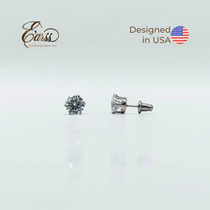 7 mm Clear Cubic Zirconia Round Silver | Stainless Steel - Zambeel