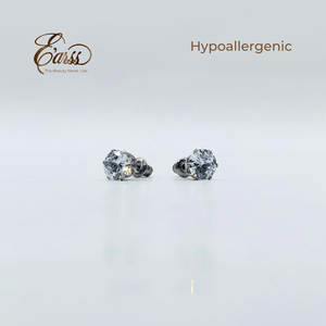 7 mm Clear Cubic Zirconia Round Silver | Stainless Steel - Zambeel