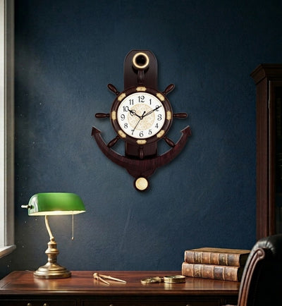 ساعة حائط بندول كلاسيكية بتصميم مرساة من سولييس