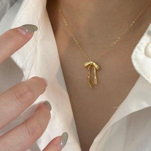 925 Sterling Silver Bow Necklace Simple Cold Style - Zambeel