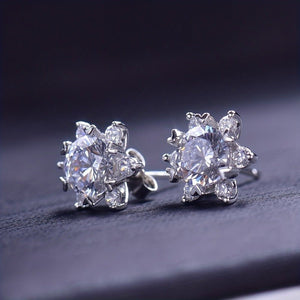 925 Sterling Silver Fashion Suit SUNFLOWER Chic Earrings - Zambeel