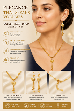 Elegant Heart Tassel Necklace Set