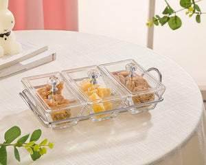 Acrylic Dry Fruit & Snack Jar Set with Serving Tray - Zambeel