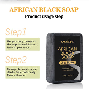 African Black Soap Deep Cleansing Body Anti - Mite Moisturizing - Zambeel