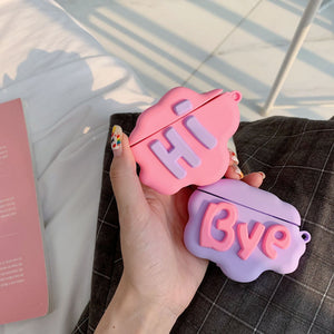 AirPod 2 Case 3D HI BYE Cloud Letter Cartoon Soft Silicone Wireless Earphone Cases For Apple Airpods Case Cute Cover - Zambeel