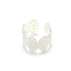 All - match Gentle Sterling Silver Lace Hollow Ring - Zambeel