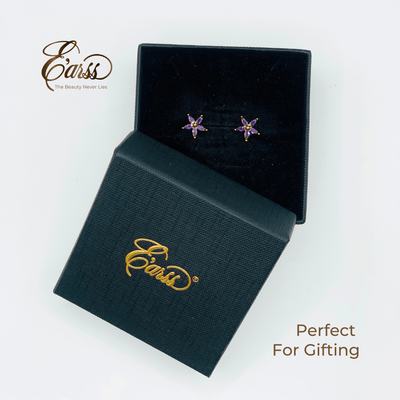 Amethyst Flower Cubic Zirconia Gold | Stainless Steel | 18K Gold Plated - Zambeel