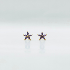 Amethyst Flower Cubic Zirconia Gold | Stainless Steel | 18K Gold Plated - Zambeel