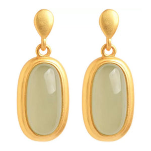 Ancient Gold Inlaid Hetian Jade Earrings For Women New Long - Zambeel