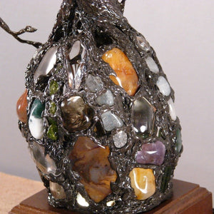 Ancient Tree Metal Sculpture Gem Accent Lamp - Zambeel