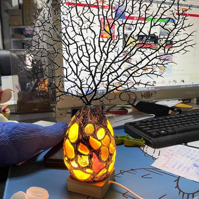Ancient Tree Metal Sculpture Gem Accent Lamp - Zambeel