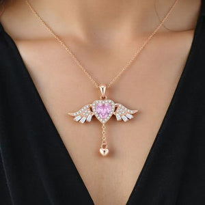Angel Heart Necklace With Moving Wings And A Clavicle Chain - Zambeel