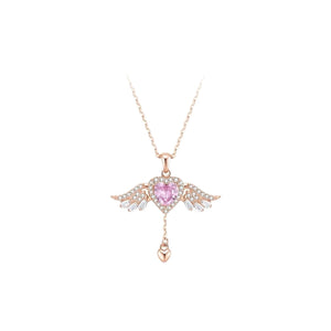 Angel Heart Necklace With Moving Wings And A Clavicle Chain - Zambeel