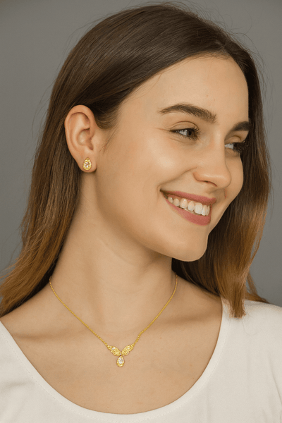 Angel Wings Drop Necklace Set - Zambeel