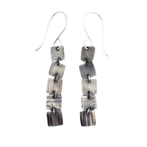 Antique Silver Chain Tassel Alloy Earrings - Zambeel