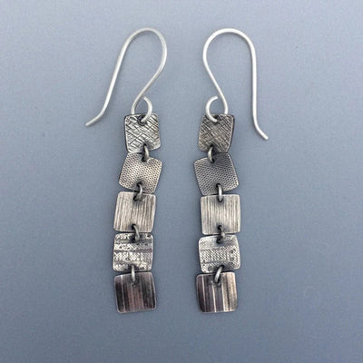 Antique Silver Chain Tassel Alloy Earrings - Zambeel