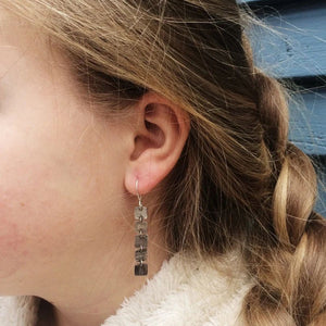 Antique Silver Chain Tassel Alloy Earrings - Zambeel