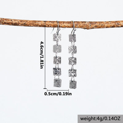 Antique Silver Chain Tassel Alloy Earrings - Zambeel