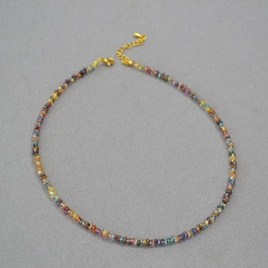 Artistic Retro Bohemian Style Colorful Translucent Seed Bead Necklace - Zambeel